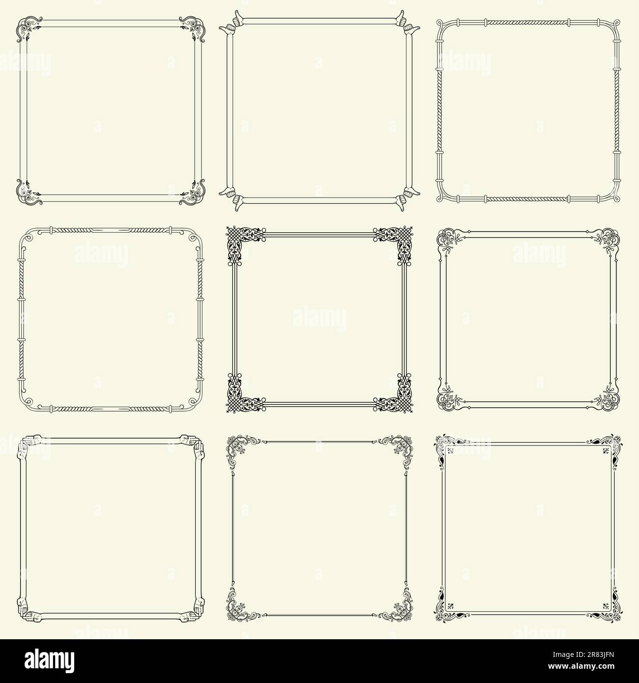 Decorative frames on color background Stock Vector