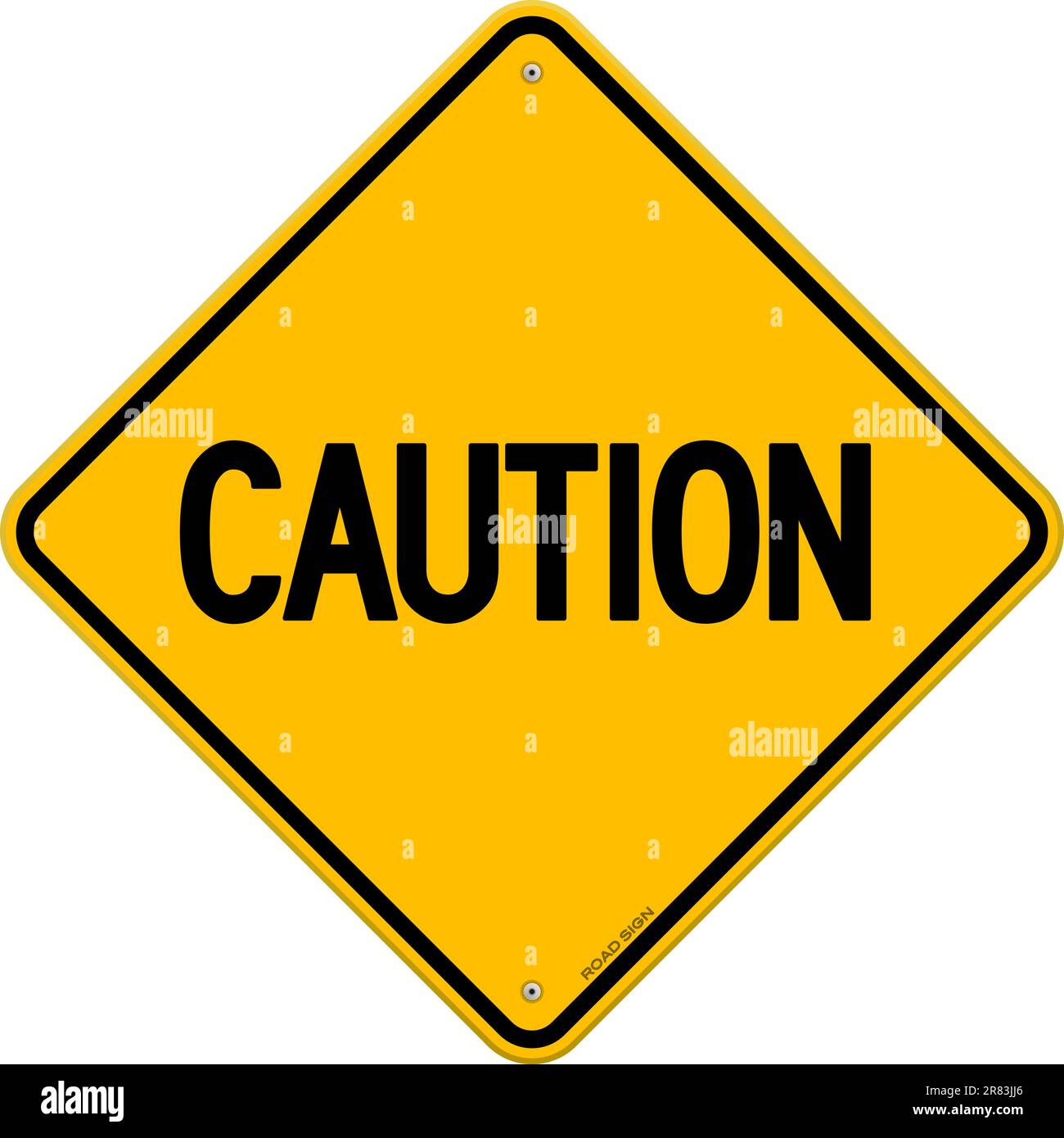 Yellow Sign with black Caution word in the middle Stock Vector Image & Art Alamy