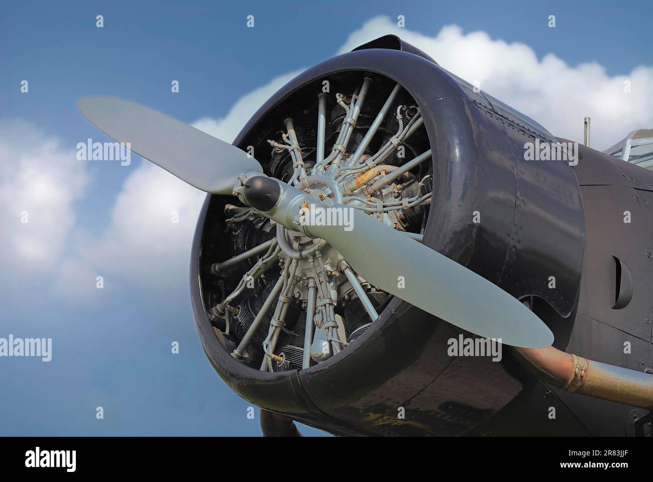 Aircraft propeller of an historic plane Stock Photo