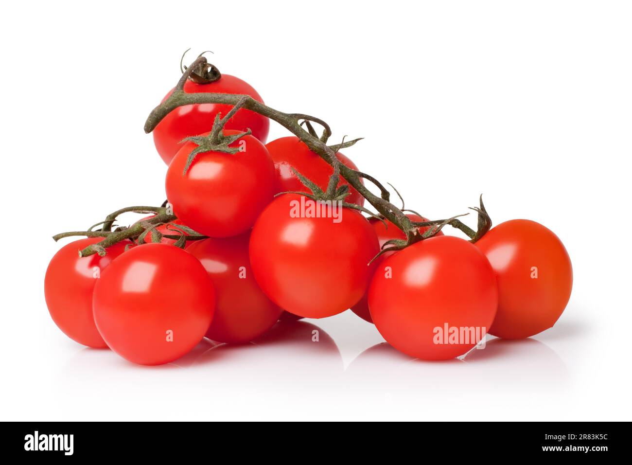 bunch of fresh cherry tomato on white background Stock Photo
