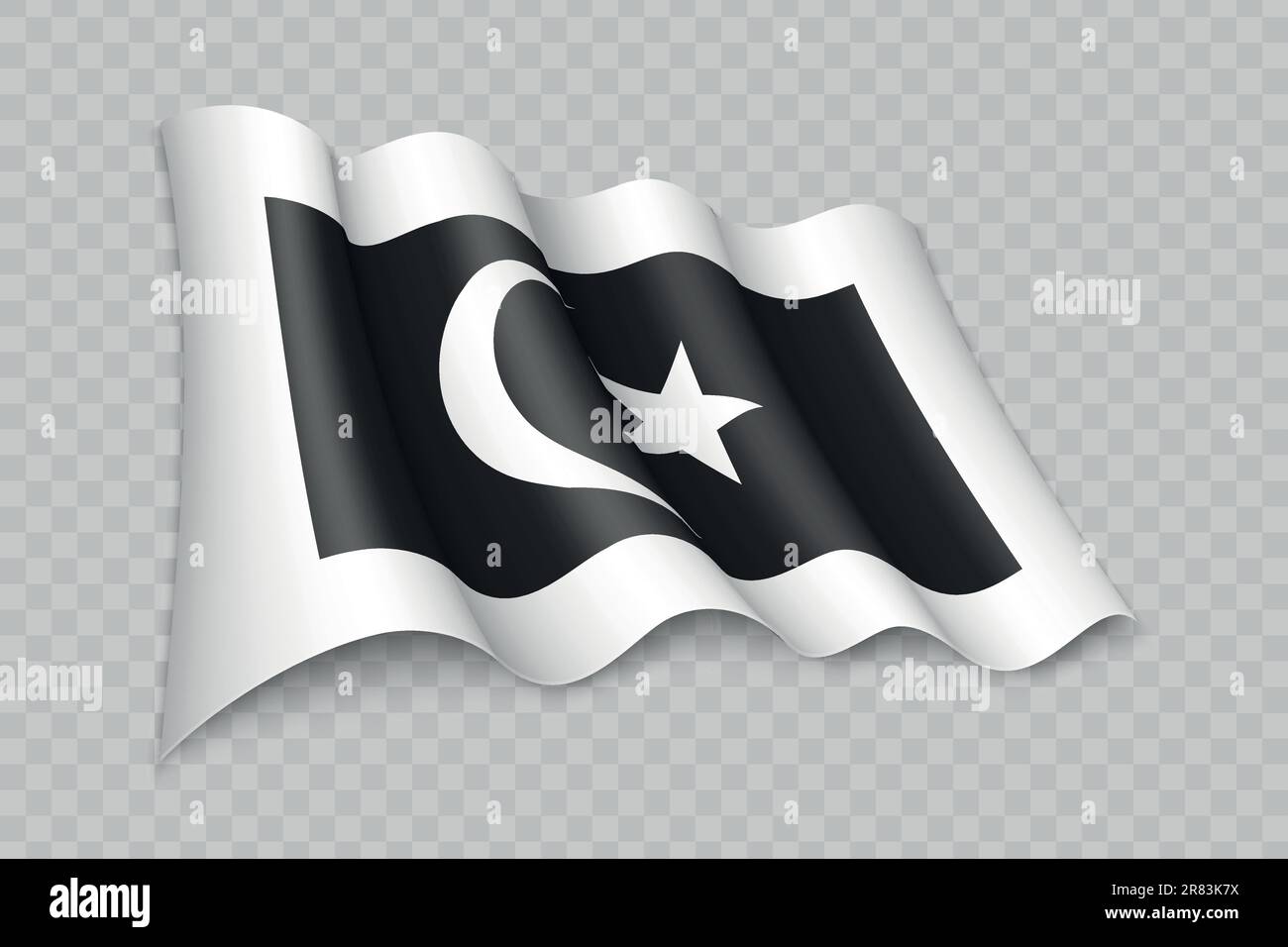3D Realistic waving Flag of Terengganu is a state of Malaysia on transparent background Stock Vector