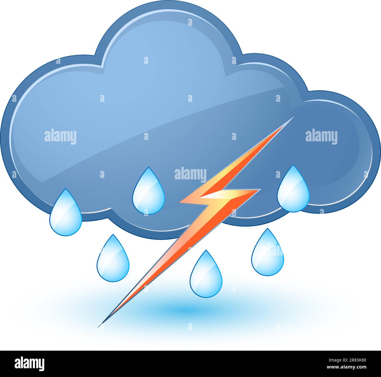 Single weather icon Cloud with Rain and Lightning Stock Vector Image