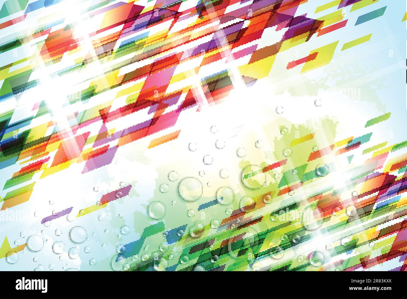Abstract illustration with shattered elements on soft textured background Stock Vector