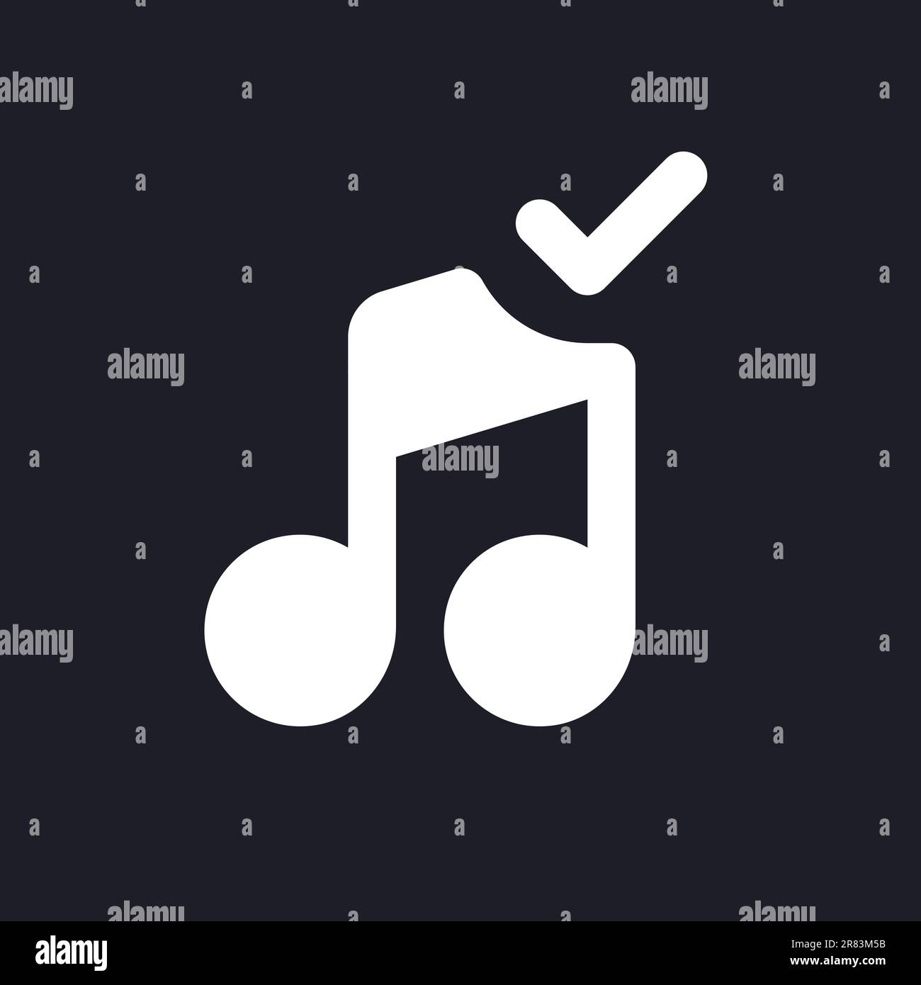 Confirmed music white pixel perfect solid ui icon Stock Vector