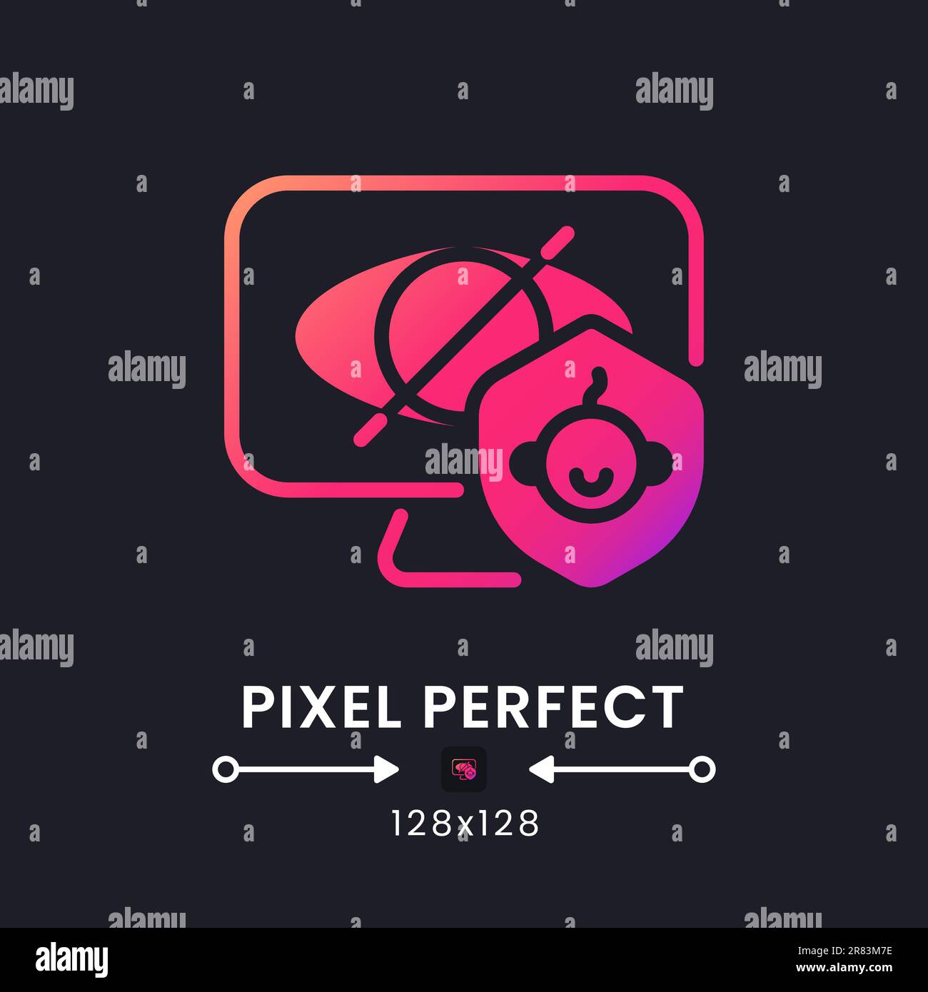 Parental control pink solid gradient desktop icon on black Stock Vector