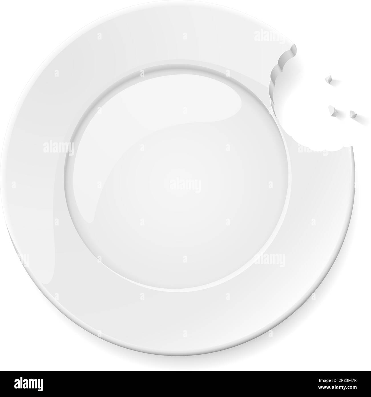 Abstract bitten plate. Illustration for design on white background Stock Vector