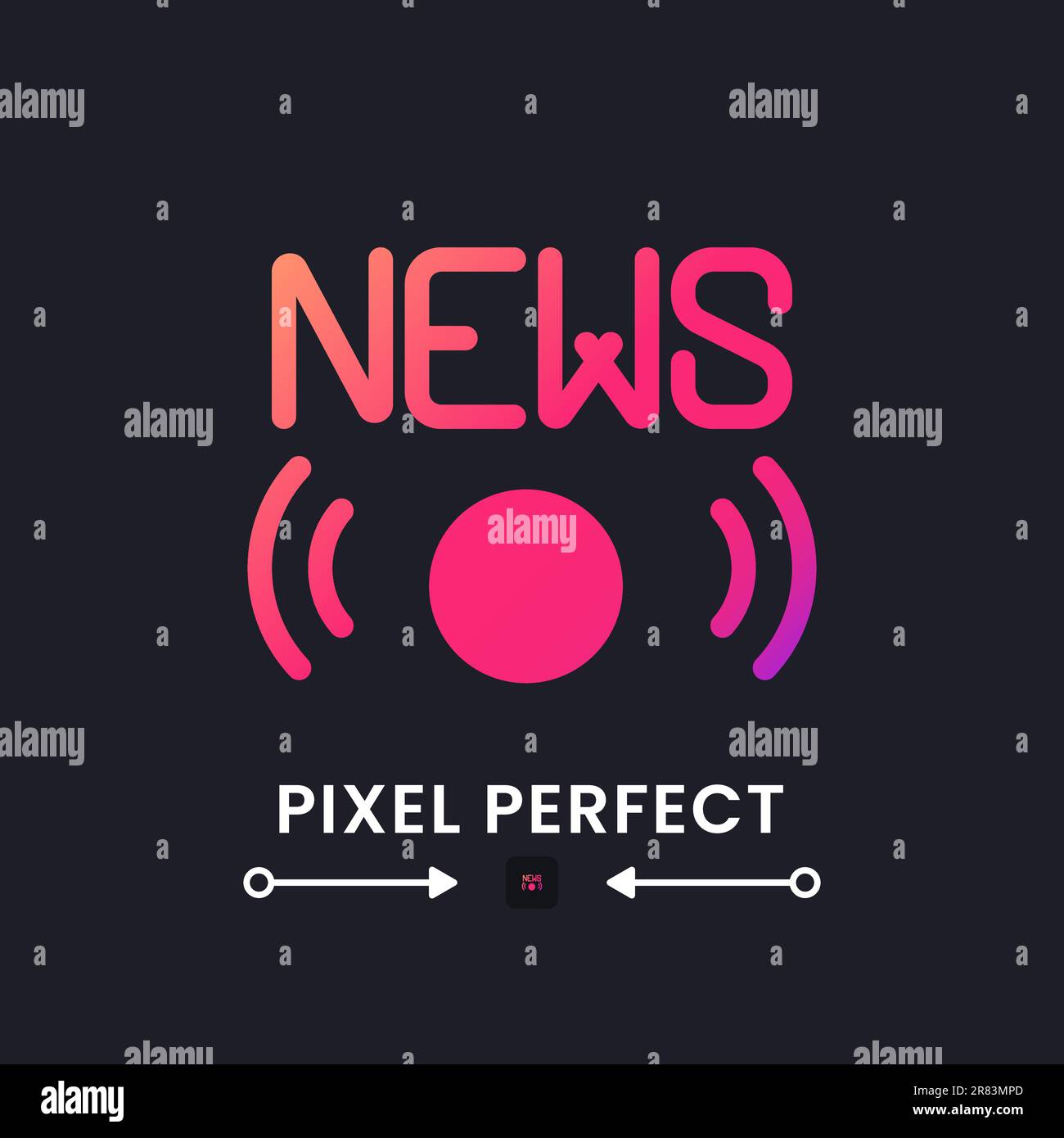 Live news pink solid gradient desktop icon on black Stock Vector