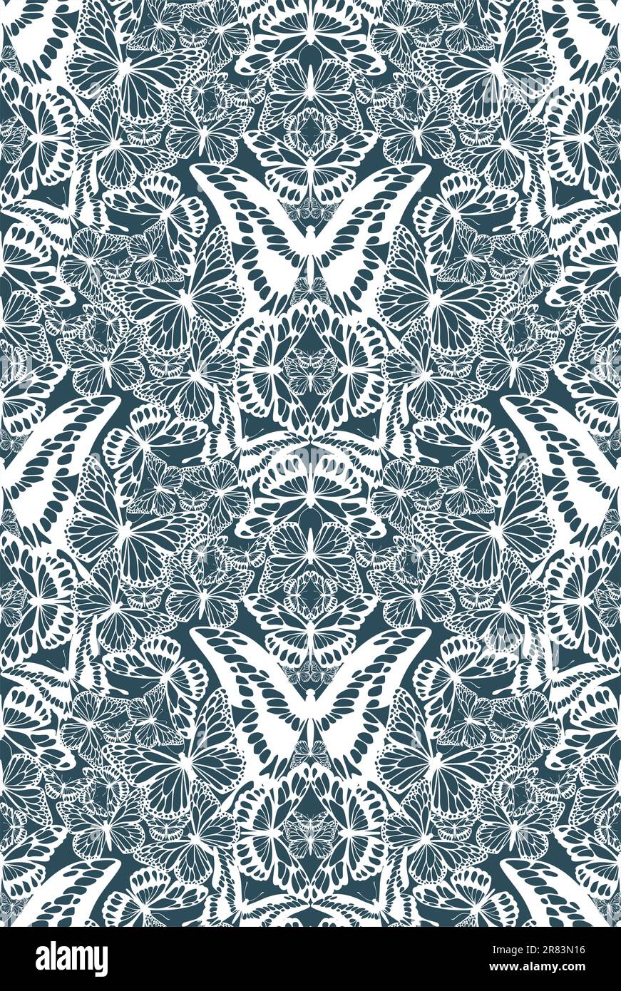 Seamless pattern with stylized vector butterflies Stock Vector