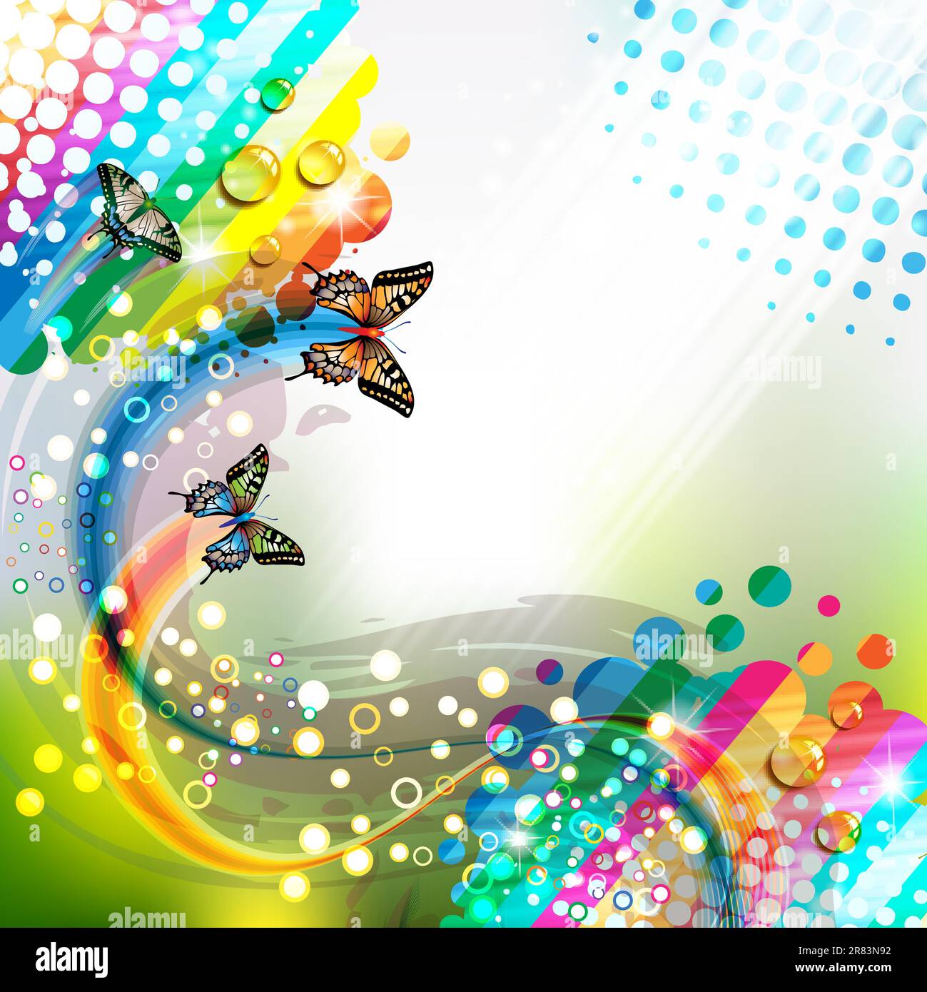 Colorful abstract background with butterflies Stock Vector