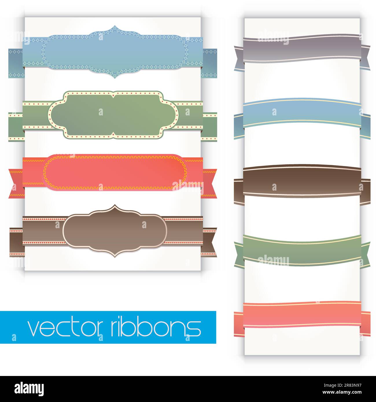 Retro ribbons banners and labels set. Vintage collection Stock Vector ...