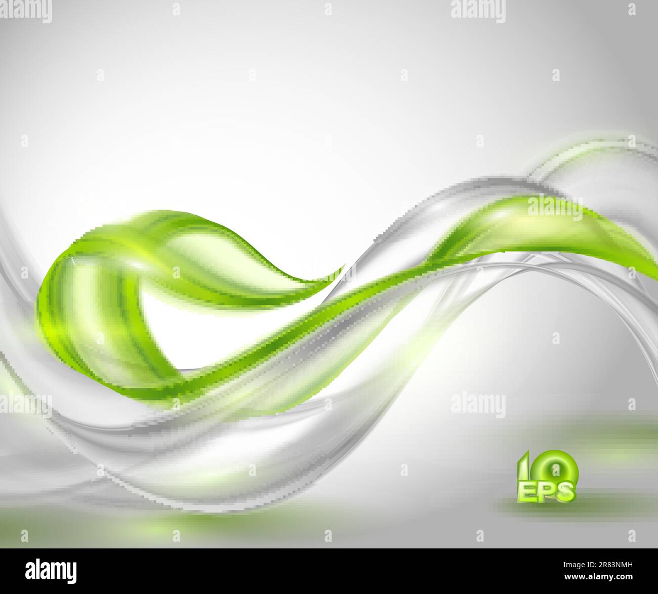 Abstract gray waving background with green element Stock Vector