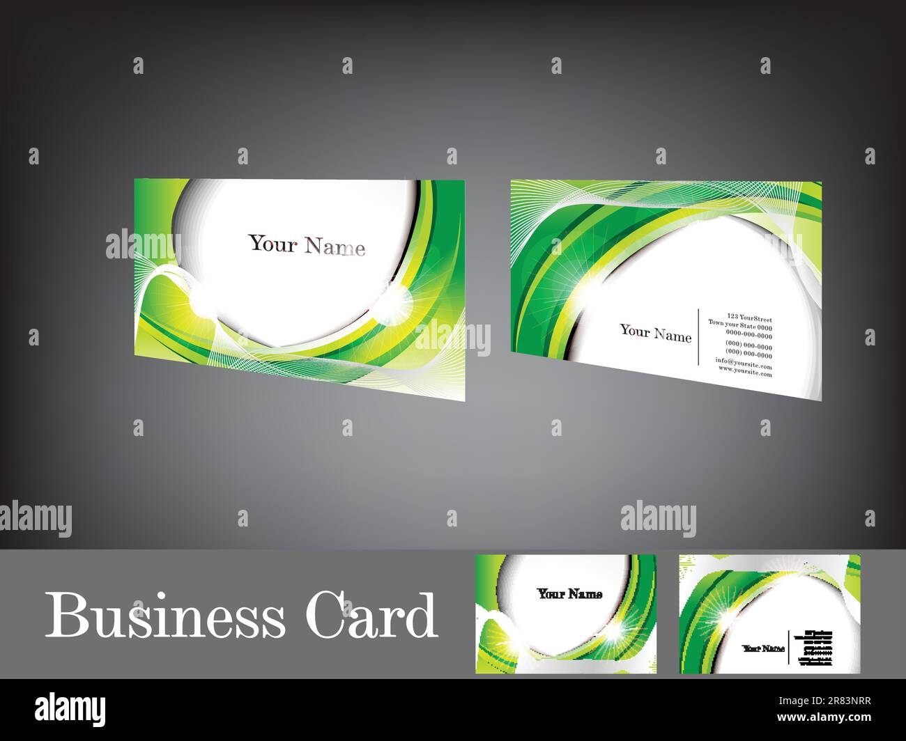 abstract glossy green business card Stock Vector