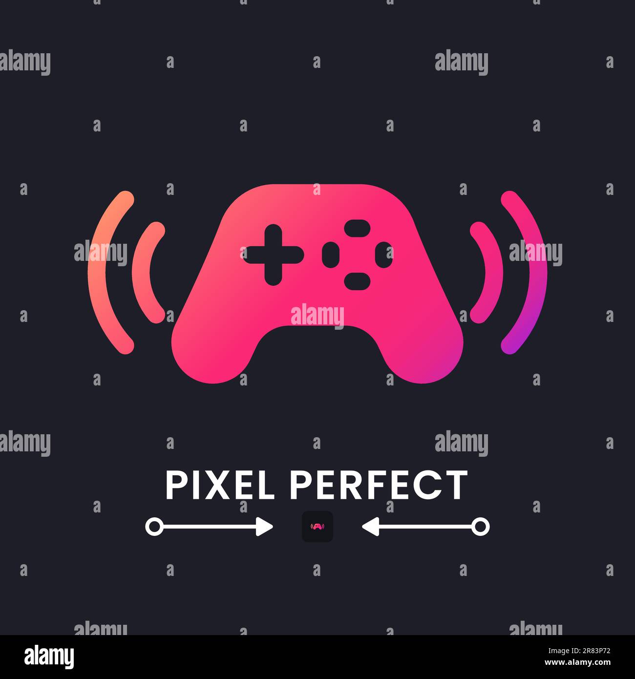 Gamepad pink solid gradient desktop icon on black Stock Vector