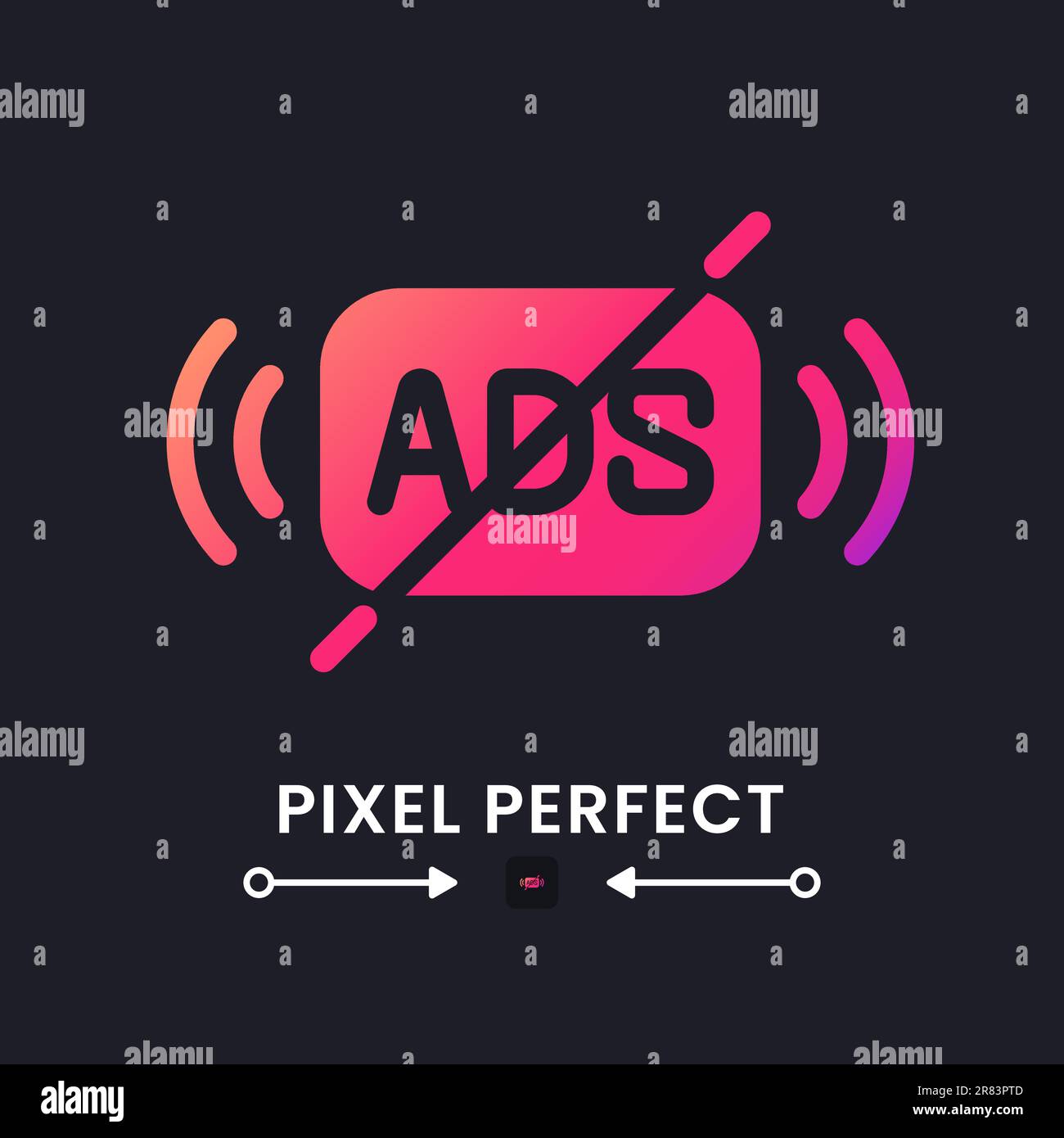 Ad free content pink solid gradient desktop icon on black Stock Vector