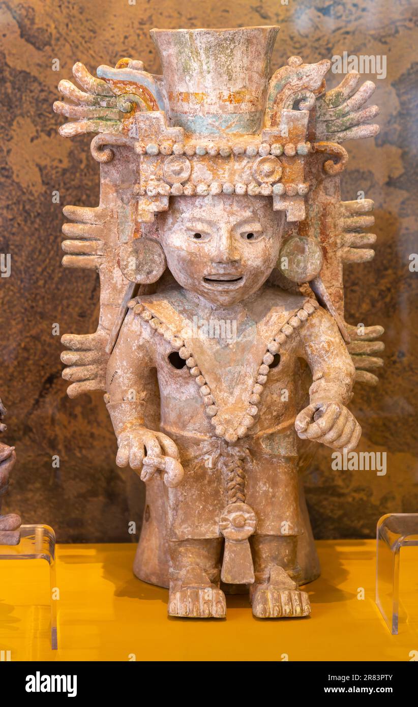 'Idolos' exhibition anthropomorphic figure, Palacio Canton palace anthropology museum, Merida, Yucatan State, Mexico Stock Photo