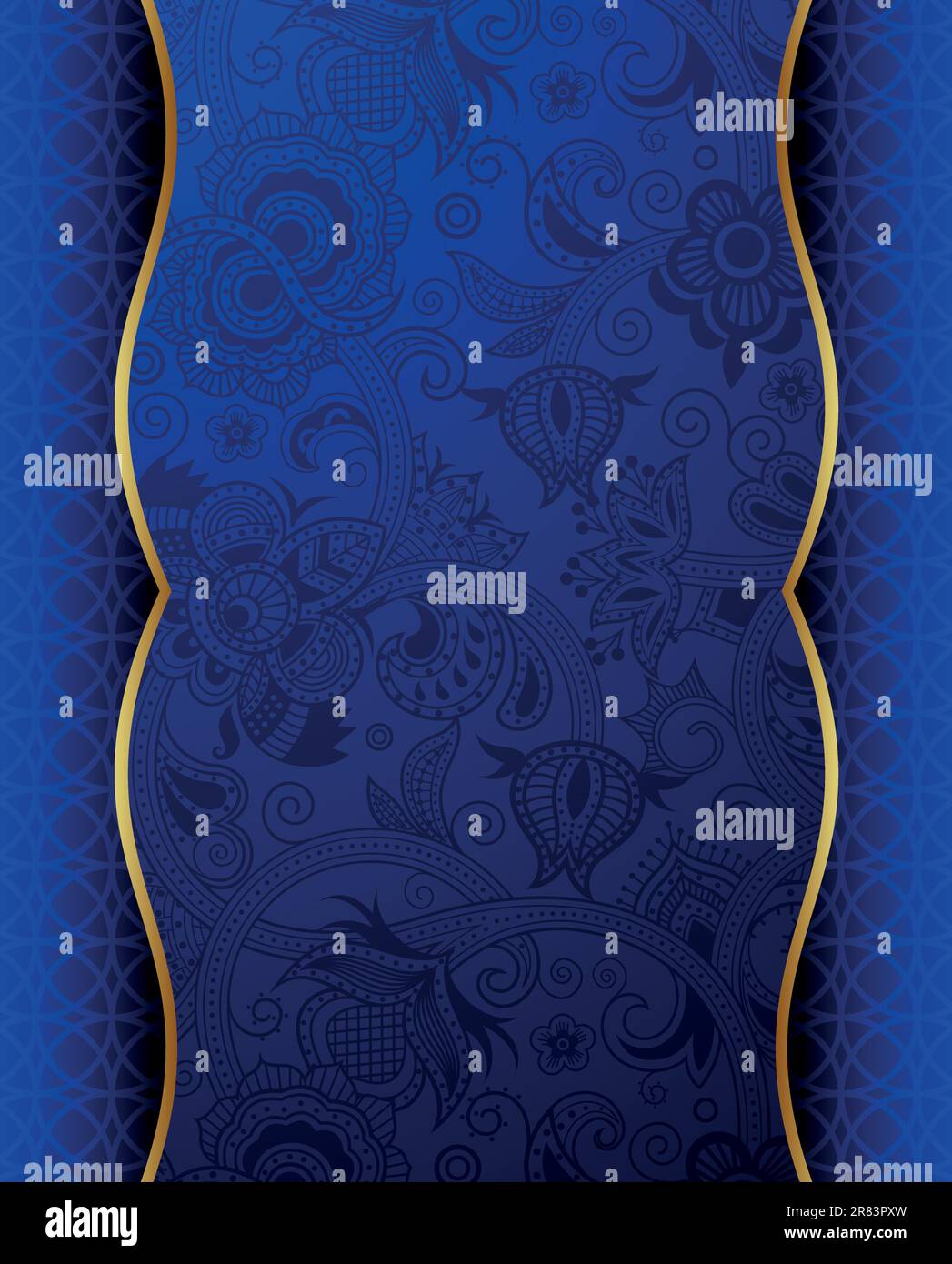Illustration of abstract blue floral and gold background Stock Vector ...