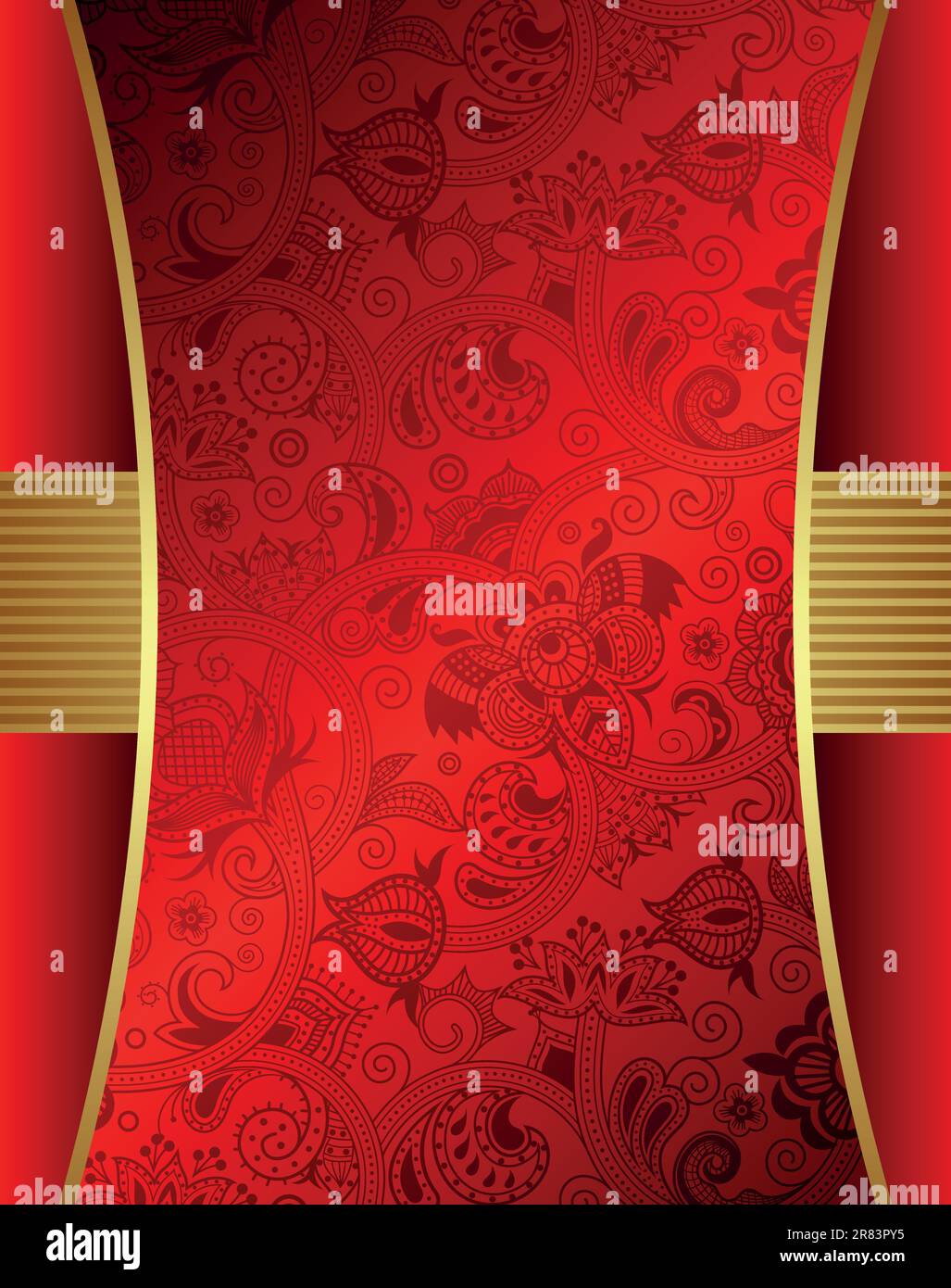 Illustration of ornate gold and red floral background Stock Vector ...