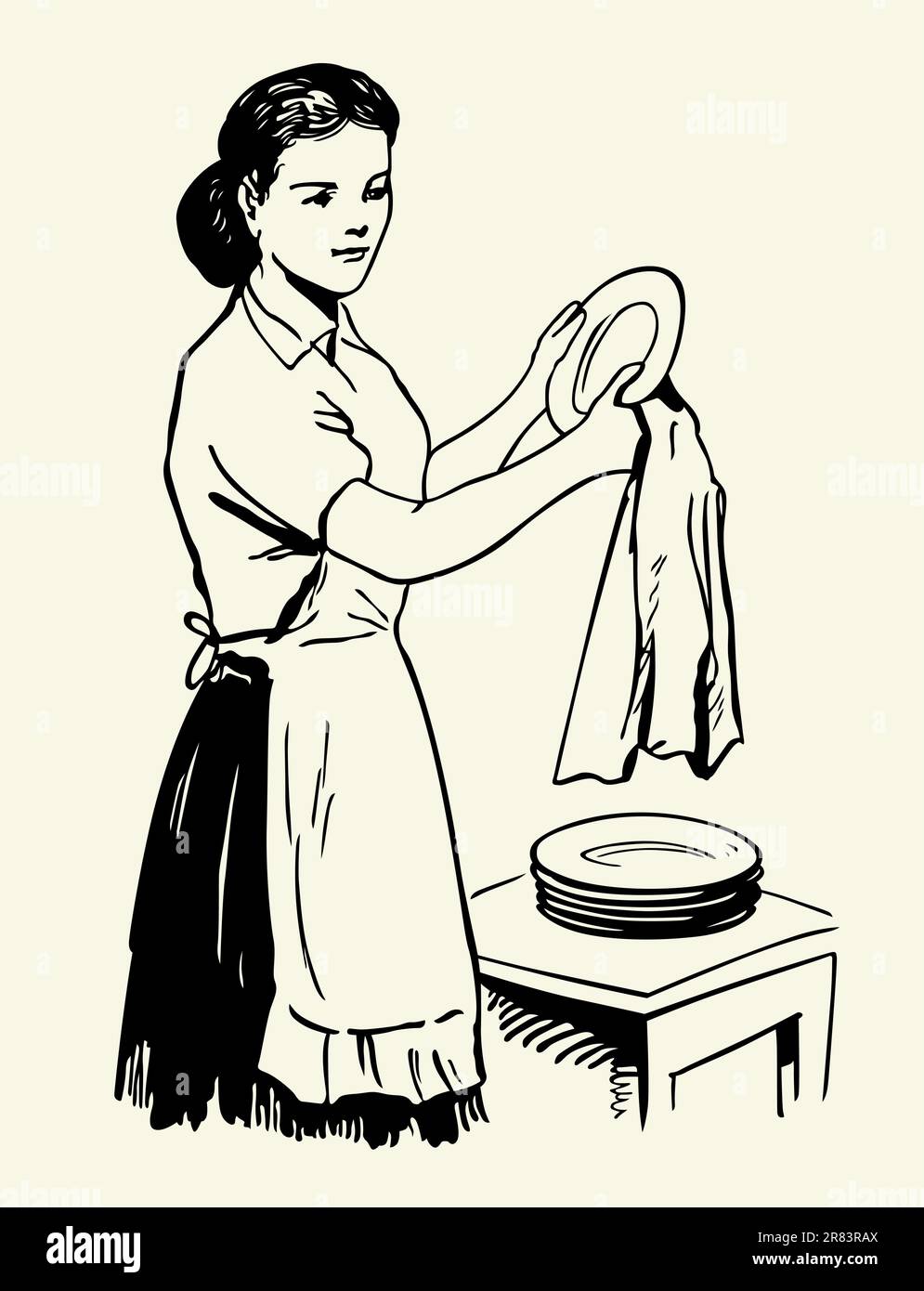 Drying the dishes Stock Vector Images - Alamy