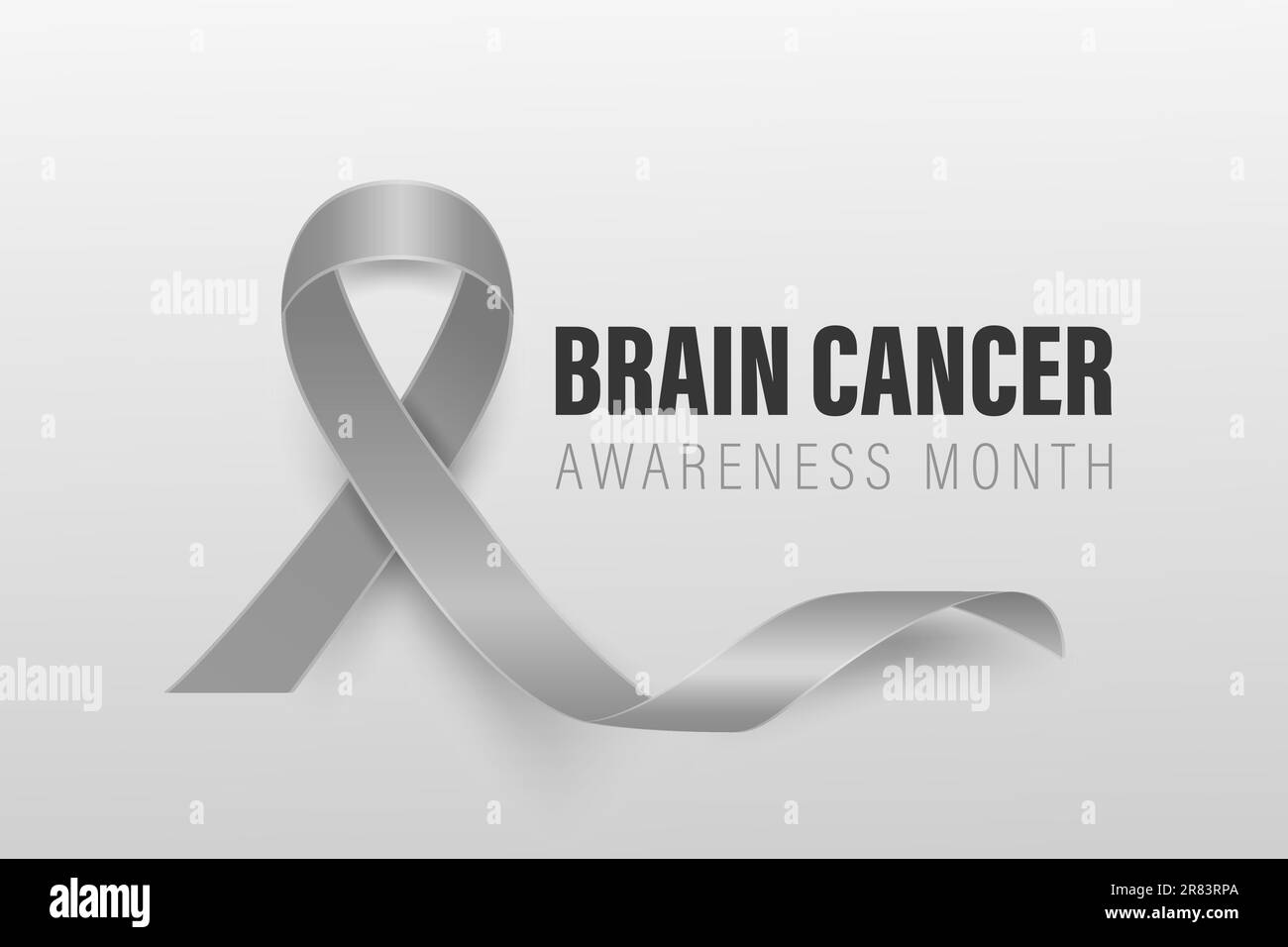 Brain Cancer Banner, Card, Placard with Vector 3d Realistic Grey Ribbon ...