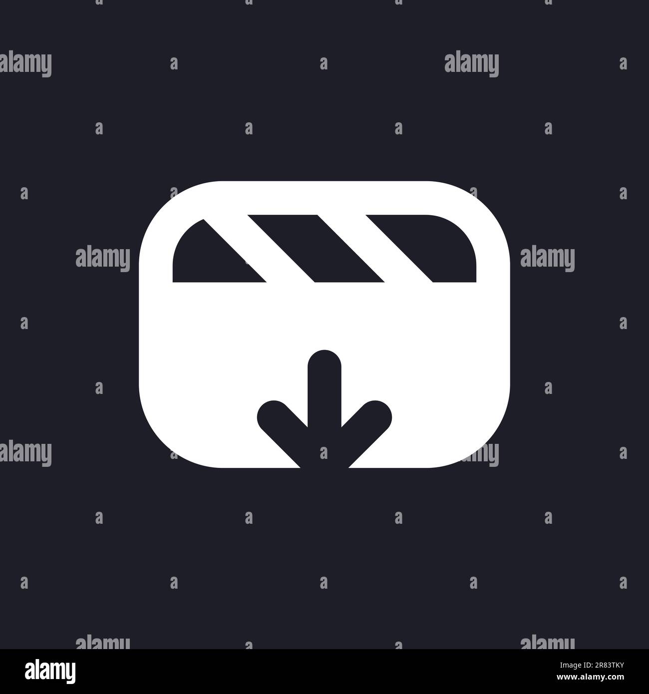 Import video file white pixel perfect solid ui icon Stock Vector
