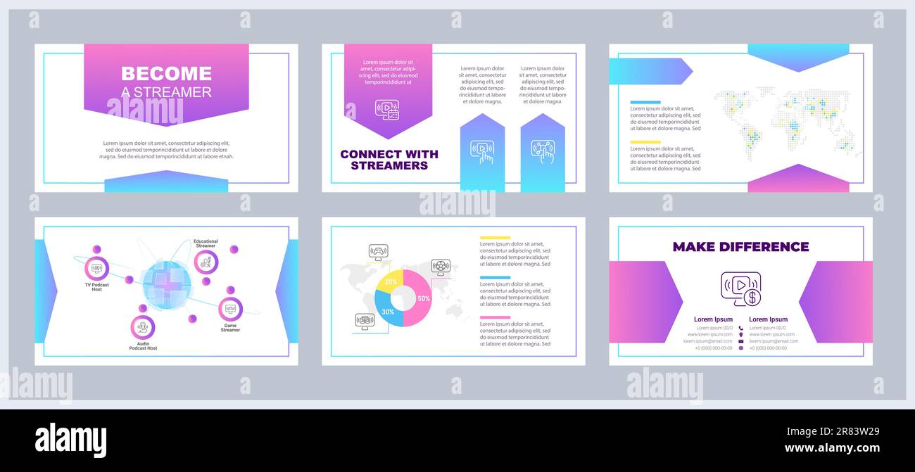 Become streamer presentation templates set Stock Vector Image & Art - Alamy