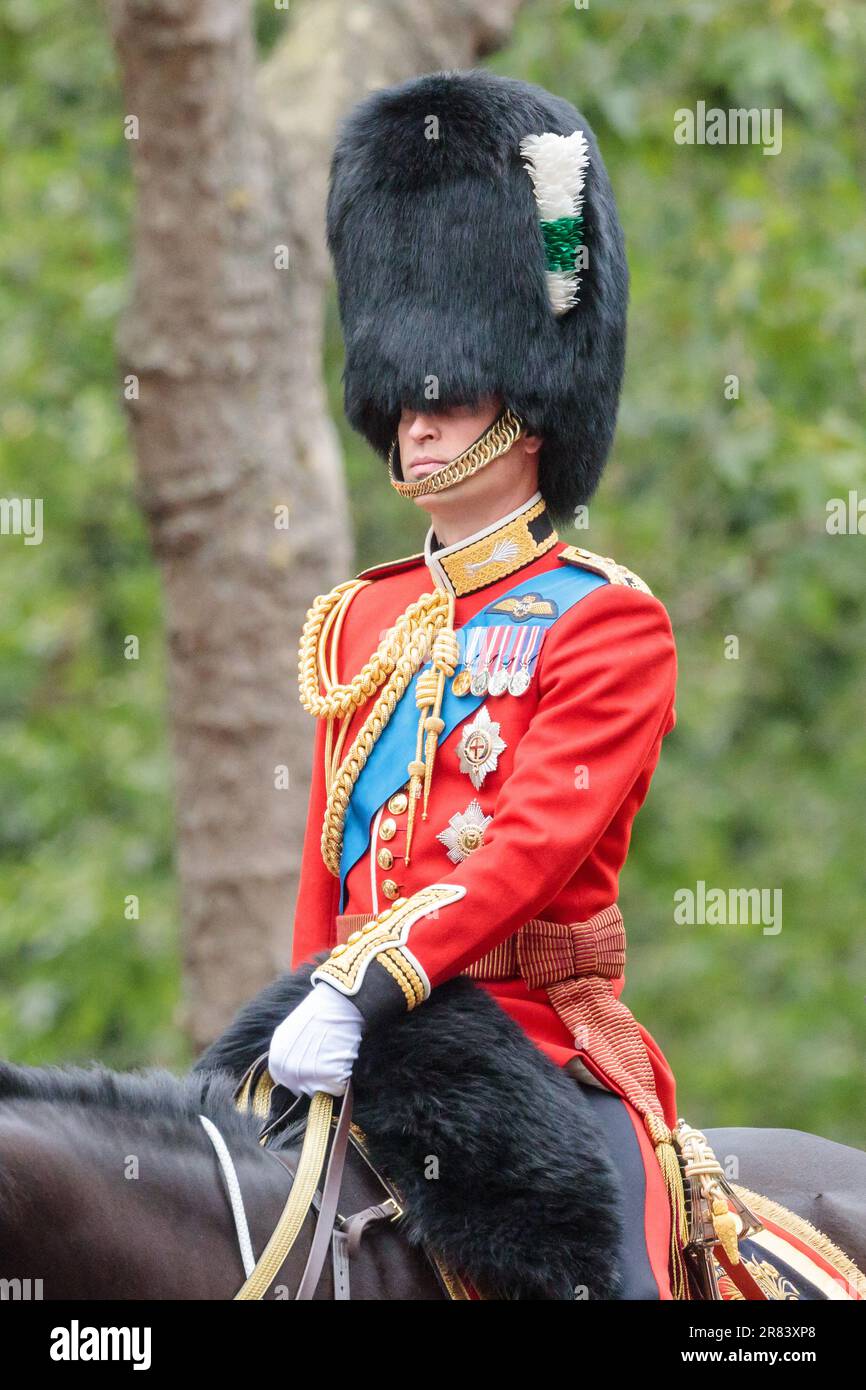 Trooping the Colour, The Kings’s Birthday Parade, London, UK. 17th June 2023. HRH Prince William, Prince of Wales, riding horseback in the procession along The Mall during King Charles III first Trooping the Colour since becoming Monarch. Photo by Amanda Rose/Alamy Live News Stock Photo