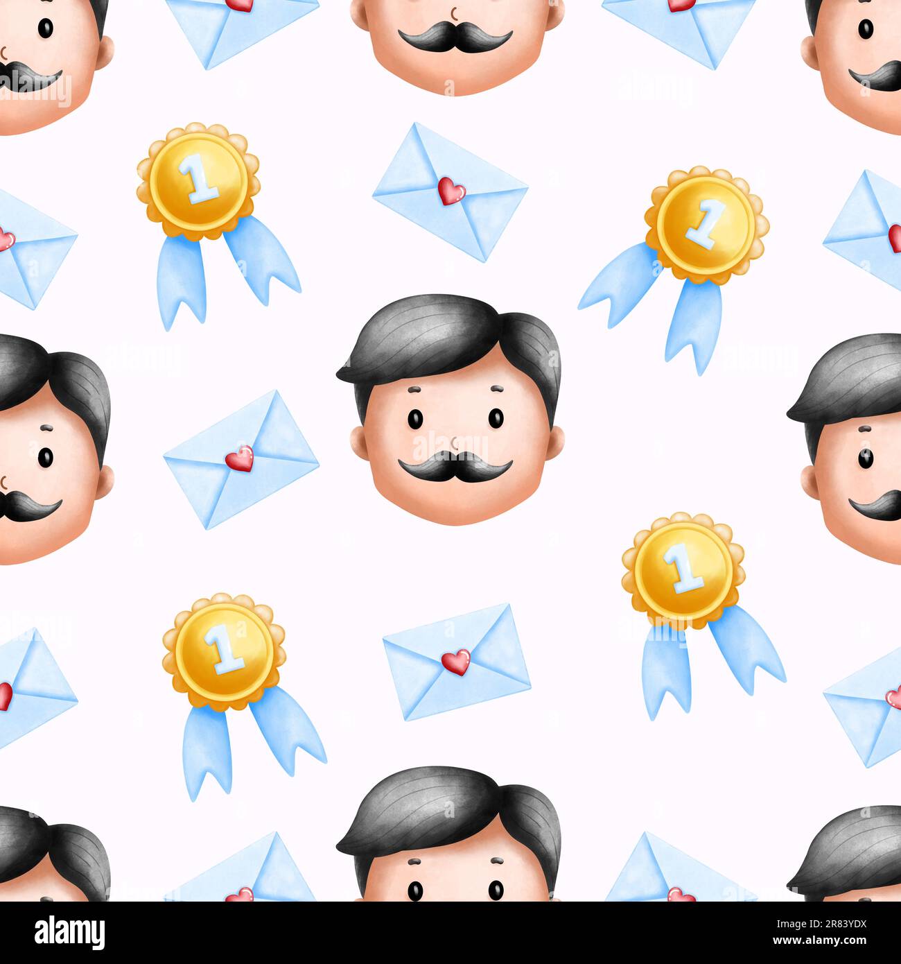 Fathers day seamless pattern with father,champion gold medal and ...