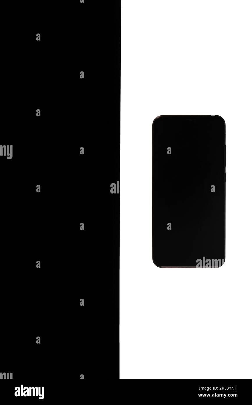 the smartphone is black isolated, white and black background Stock Photo Alamy