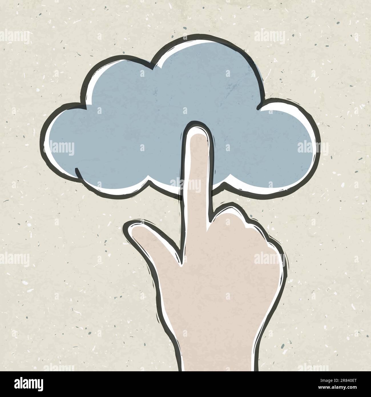 Hand clicking cloud icon. Concept vector illustration,  EPS10. Stock Vector