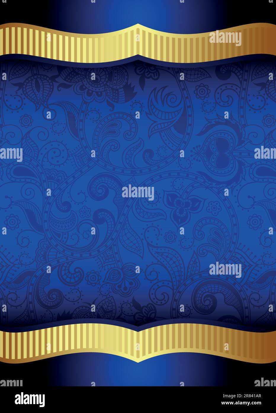 Illustration of abstract blue floral and gold background Stock Vector ...