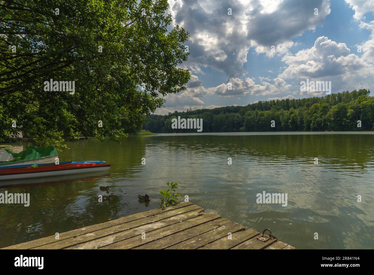Lake in the city of Ostroda, Poland. Stock Photo