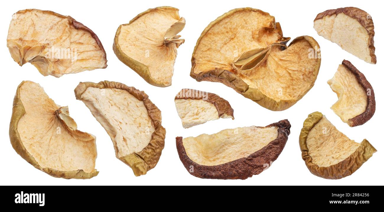 Dried apple slices isolated on white background Stock Photo