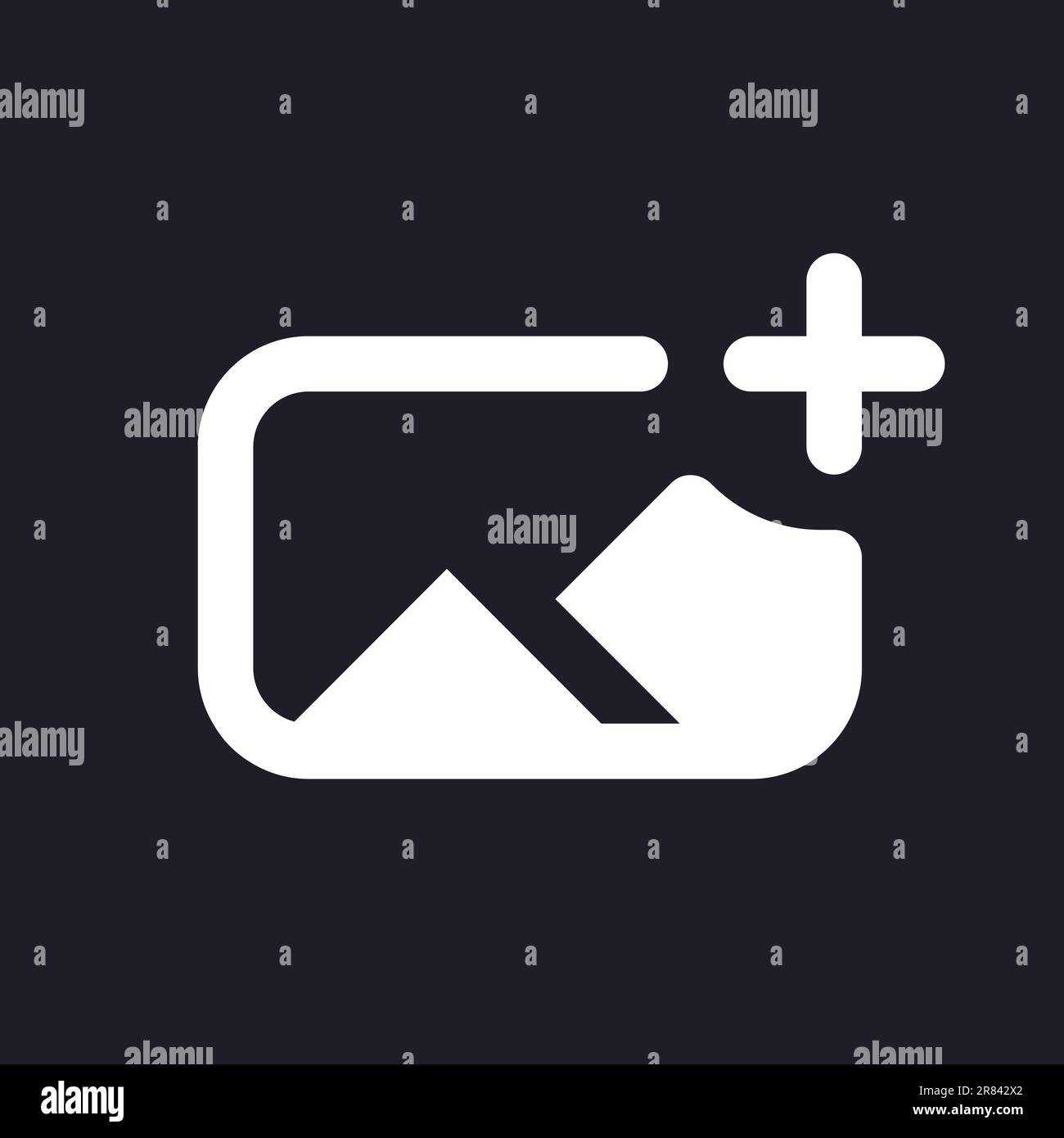 Add image white pixel perfect solid ui icon Stock Vector