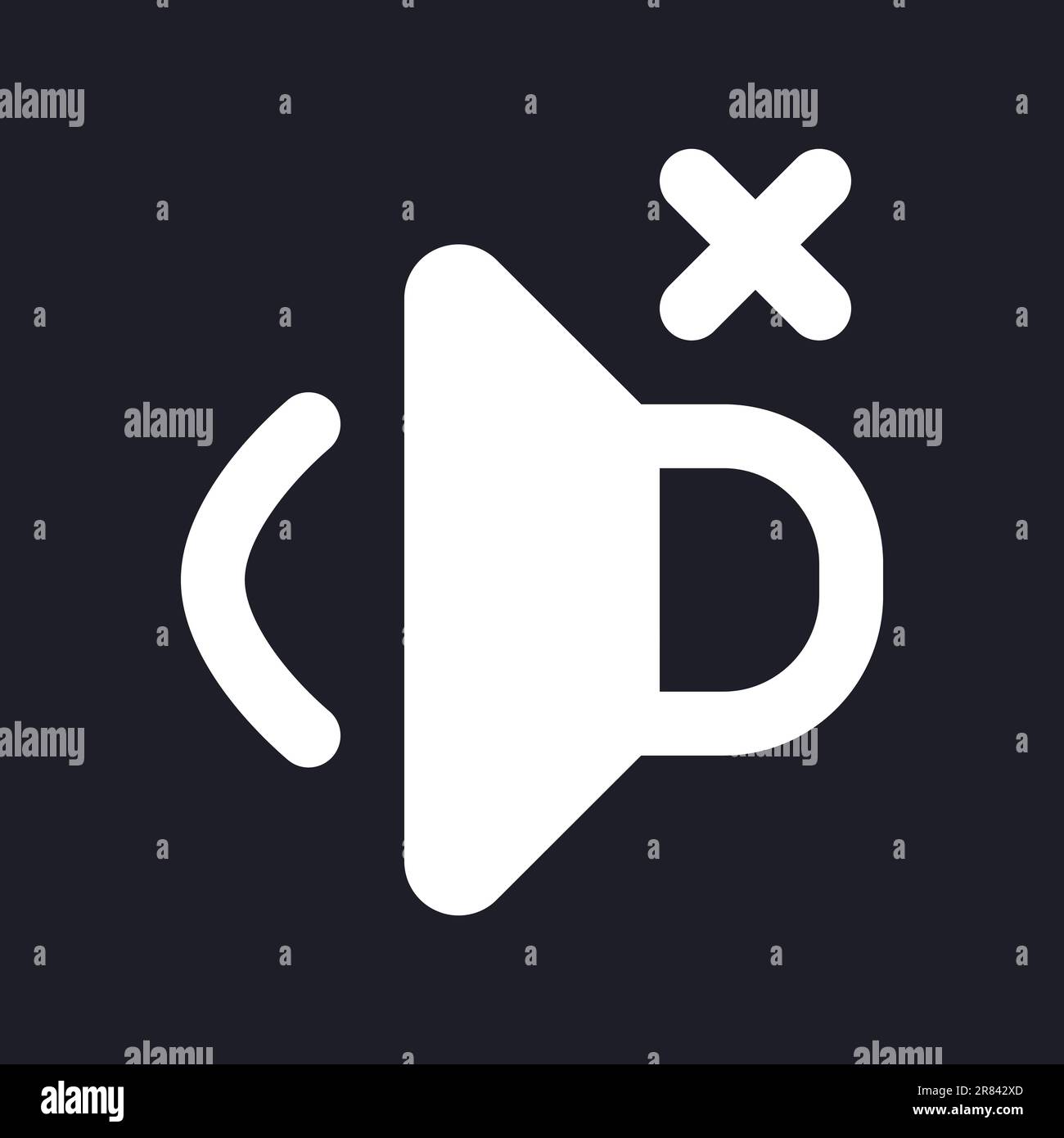 Volume off white pixel perfect solid ui icon Stock Vector
