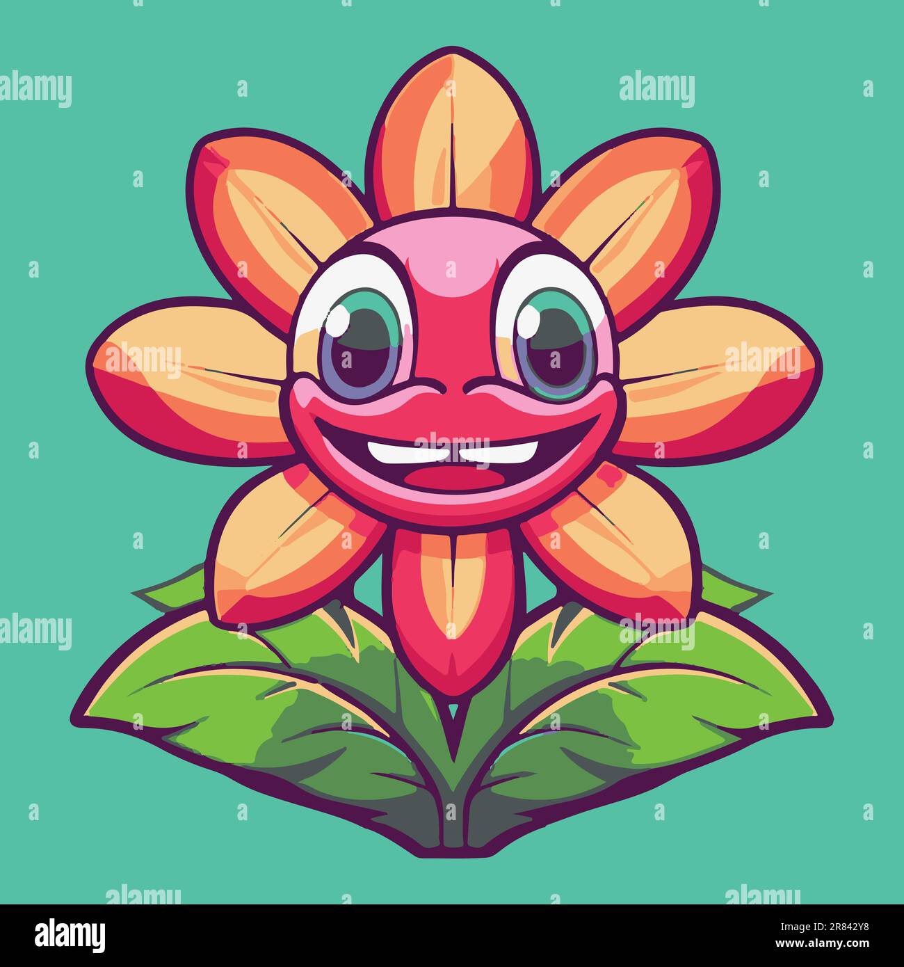 An Awesome Flower cartoon mascot vector illustration Stock Vector Image