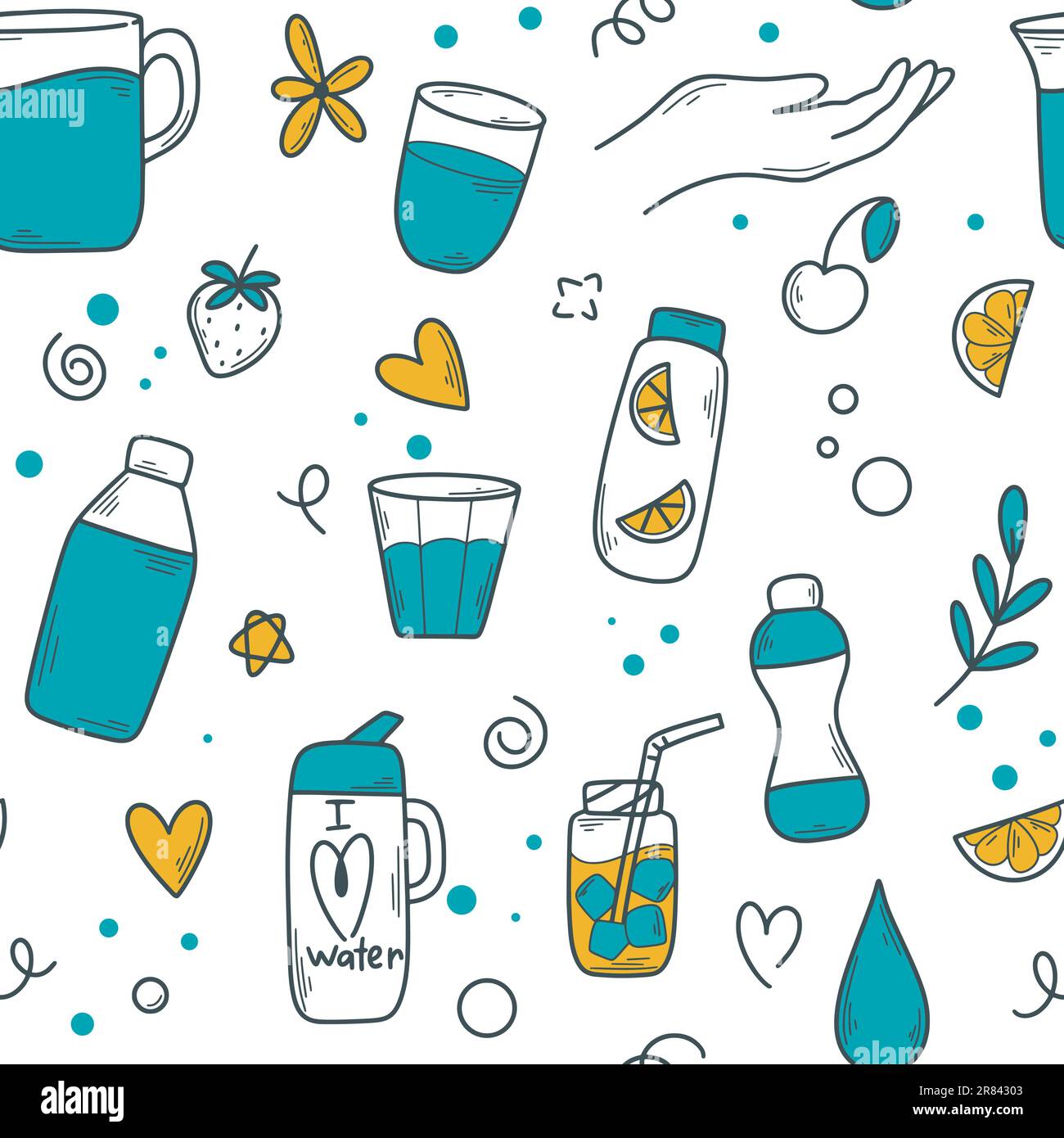 Water hand drawn seamless pattern Stock Vector