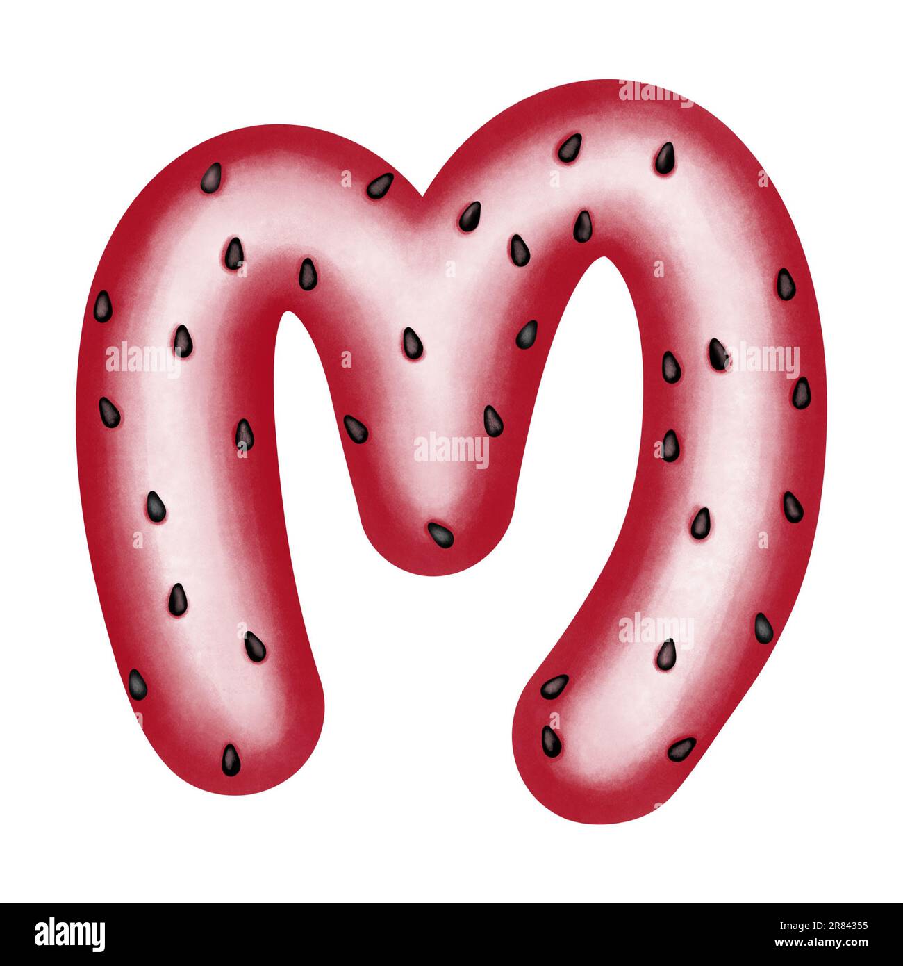 Watermelon alphabet letter M clipart.Summer watermelon alphabet