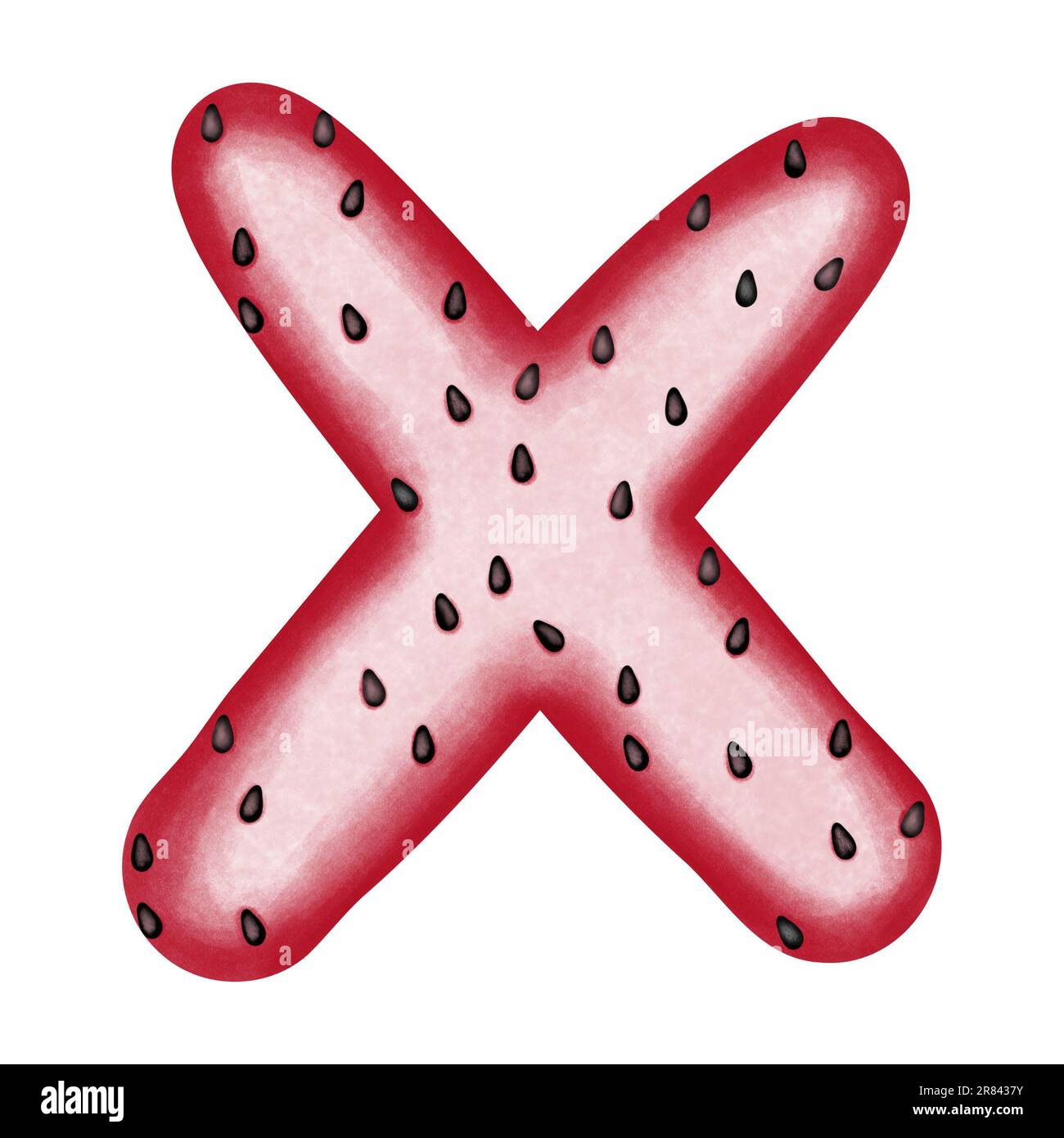 Watermelon alphabet letter X clipart.Summer watermelon alphabet