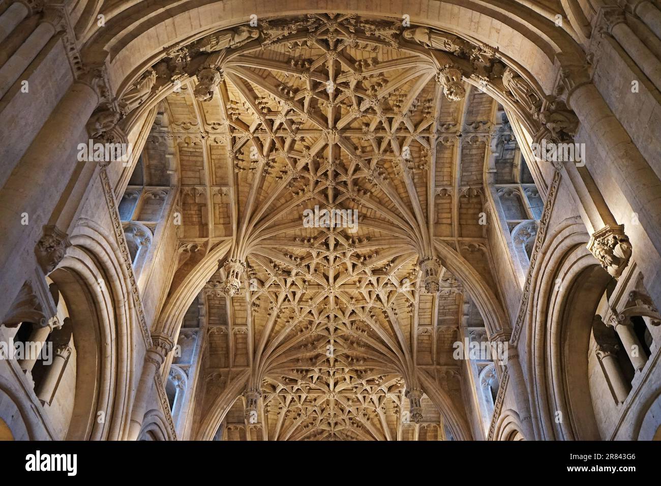Interior European architecture and ceiling design decoration of Christ Church colleges of Oxford University and cathedral- United Kingdom Stock Photo
