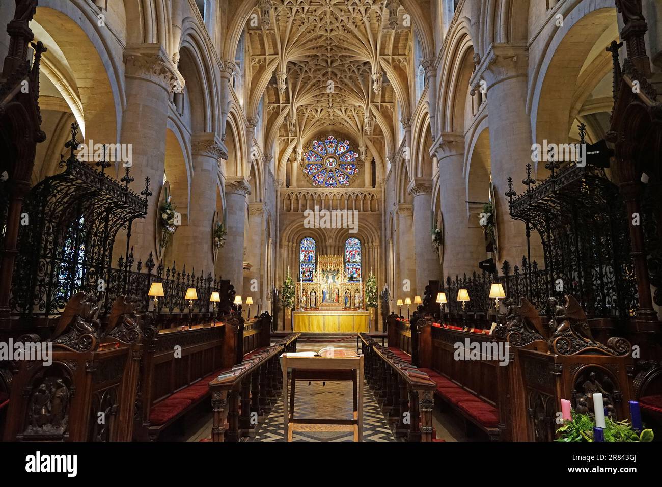 Interior European architecture and ceiling design decoration of Christ Church colleges of Oxford University and cathedral- United Kingdom Stock Photo