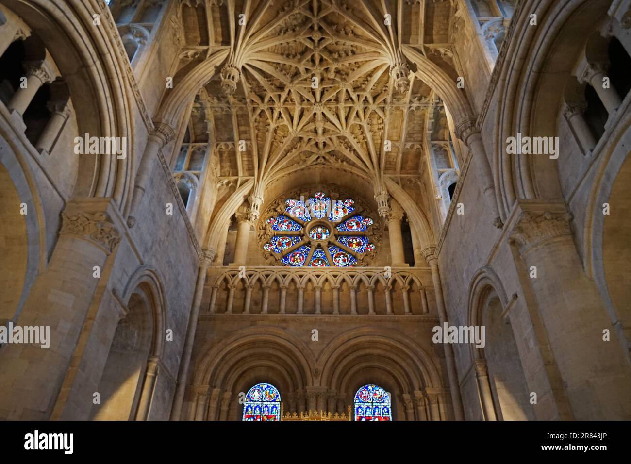 Interior European architecture and ceiling design decoration of Christ Church colleges of Oxford University and cathedral- United Kingdom Stock Photo