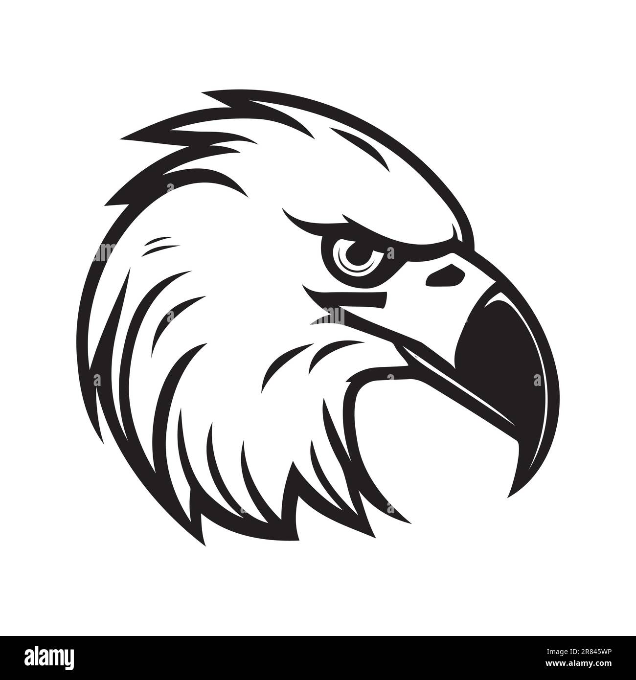 Eagle head black and white vector icon. Template for logo, emblem or ...