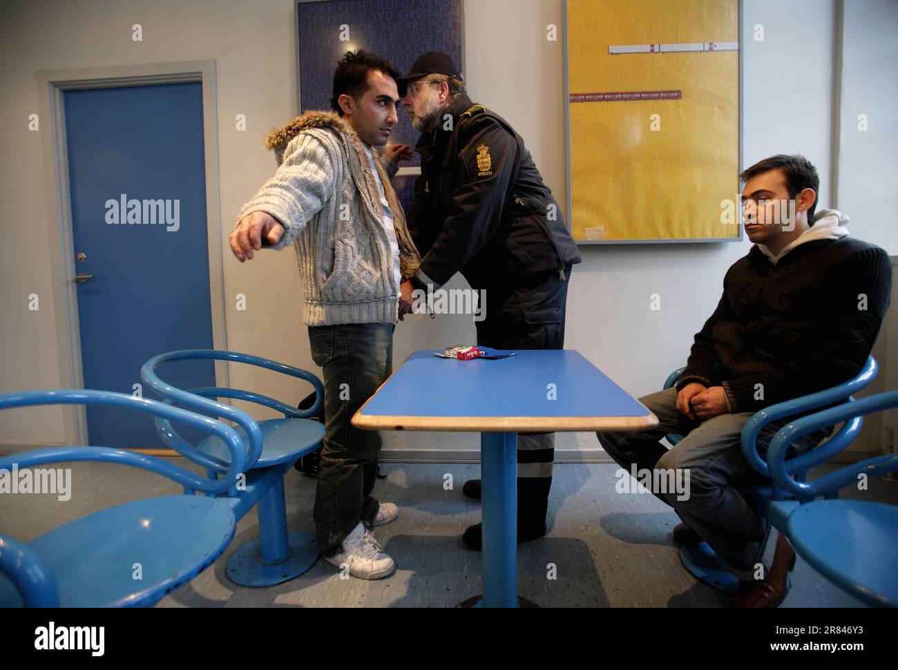 Denmark - Iraqi Refugees try reaching Sweden. Stock Photo