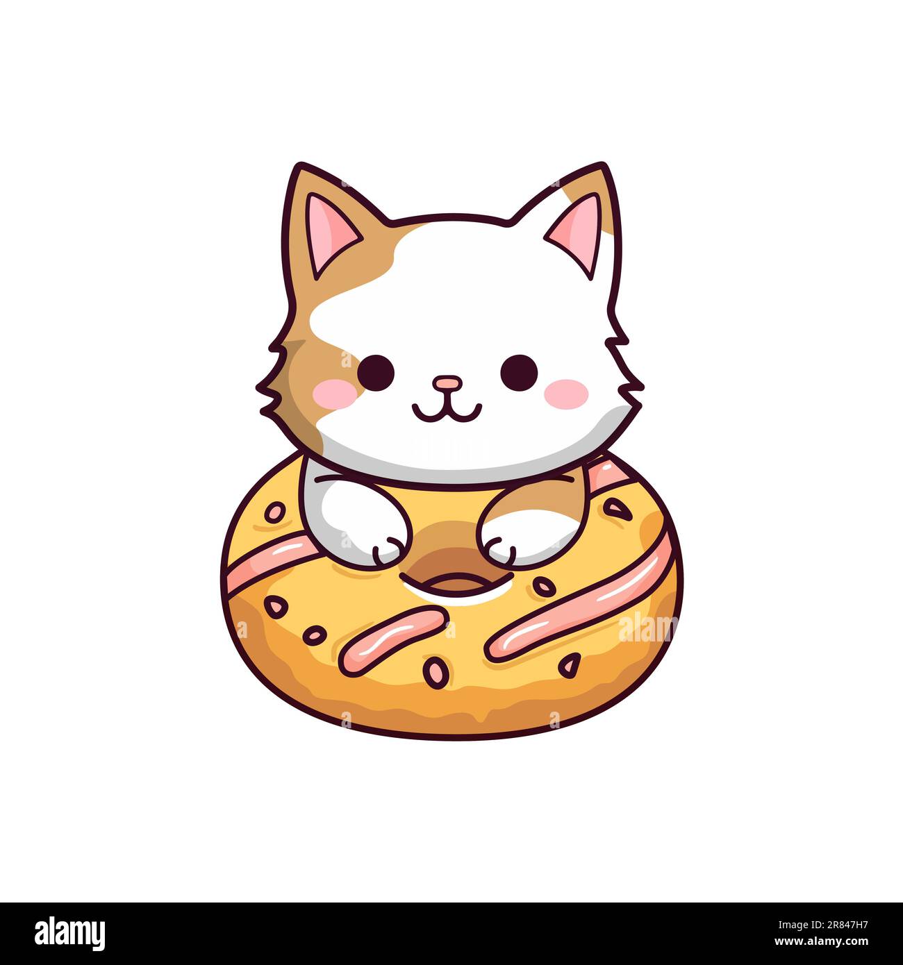 Cutebaby kitten with donut. Kids illustration. Stock Vector