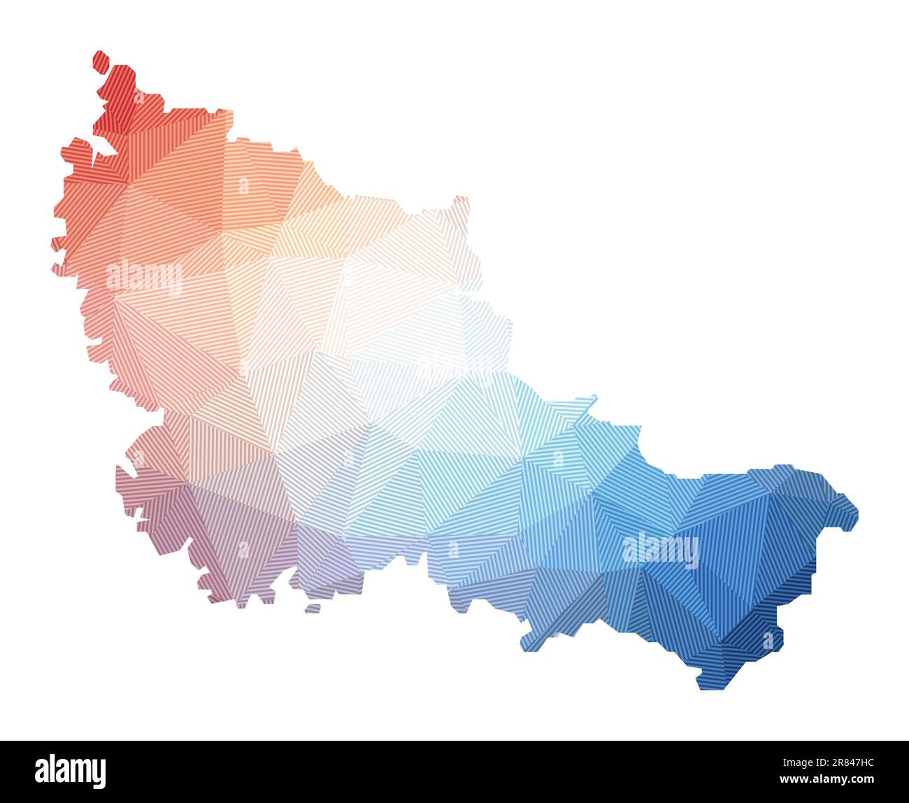 Map of Belle Ile. Low poly illustration of the island. Geometric design