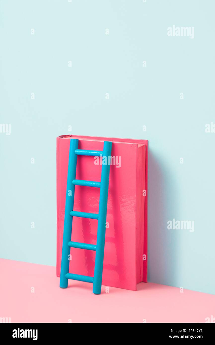 Education and development concept. Ladder up on book Stock Photo - Alamy