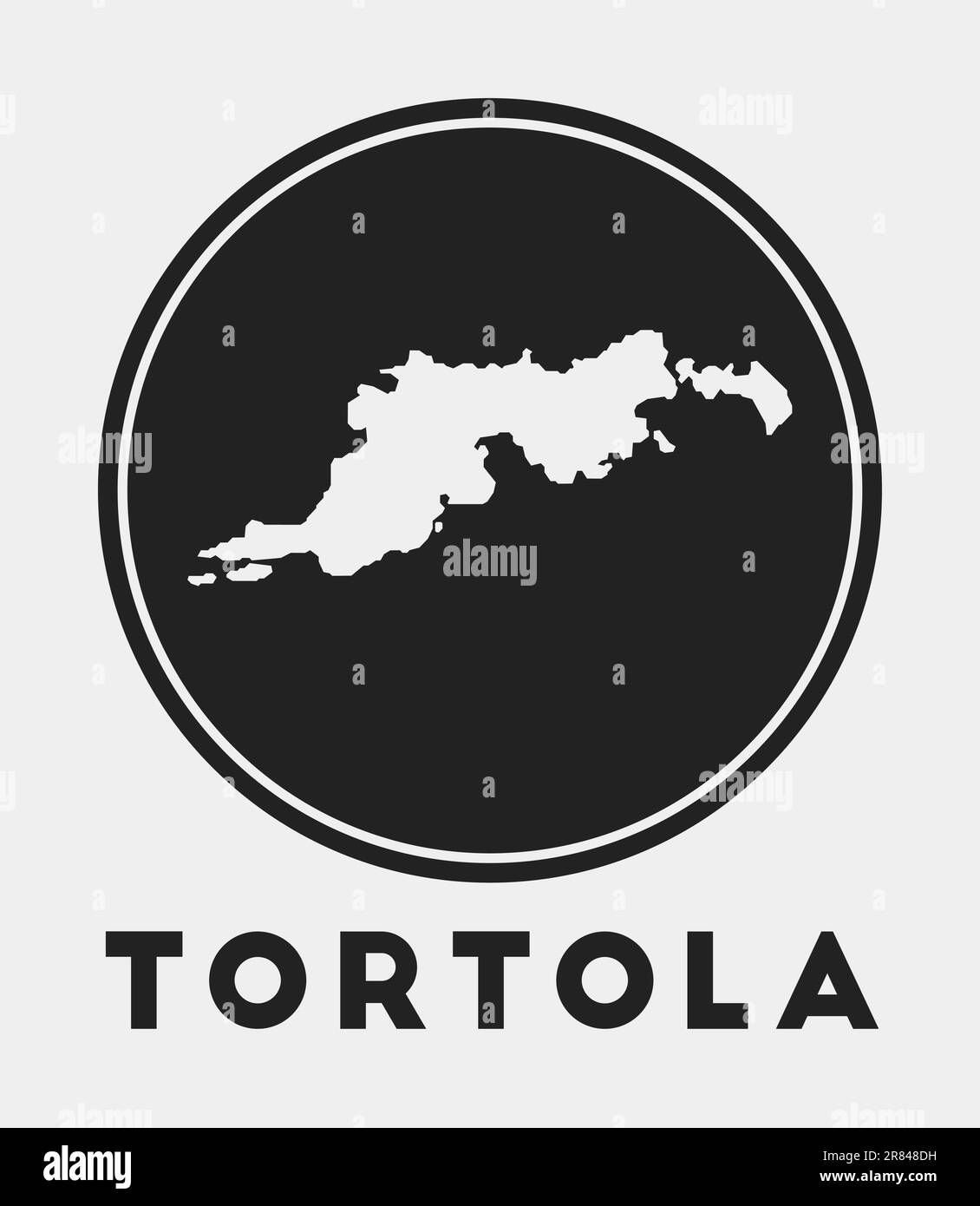 Tortola icon. Round logo with island map and title. Stylish Tortola ...