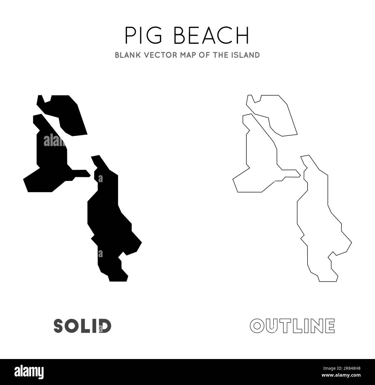 Pig Beach map. Blank vector map of the Island. Borders of Pig Beach for your infographic. Vector illustration. Stock Vector