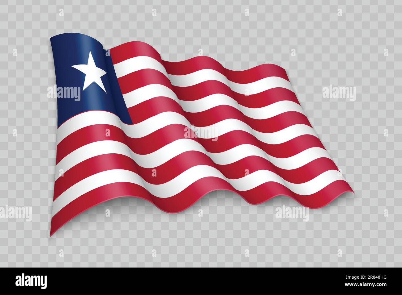 3D Realistic waving Flag of Liberia on transparent background Stock ...
