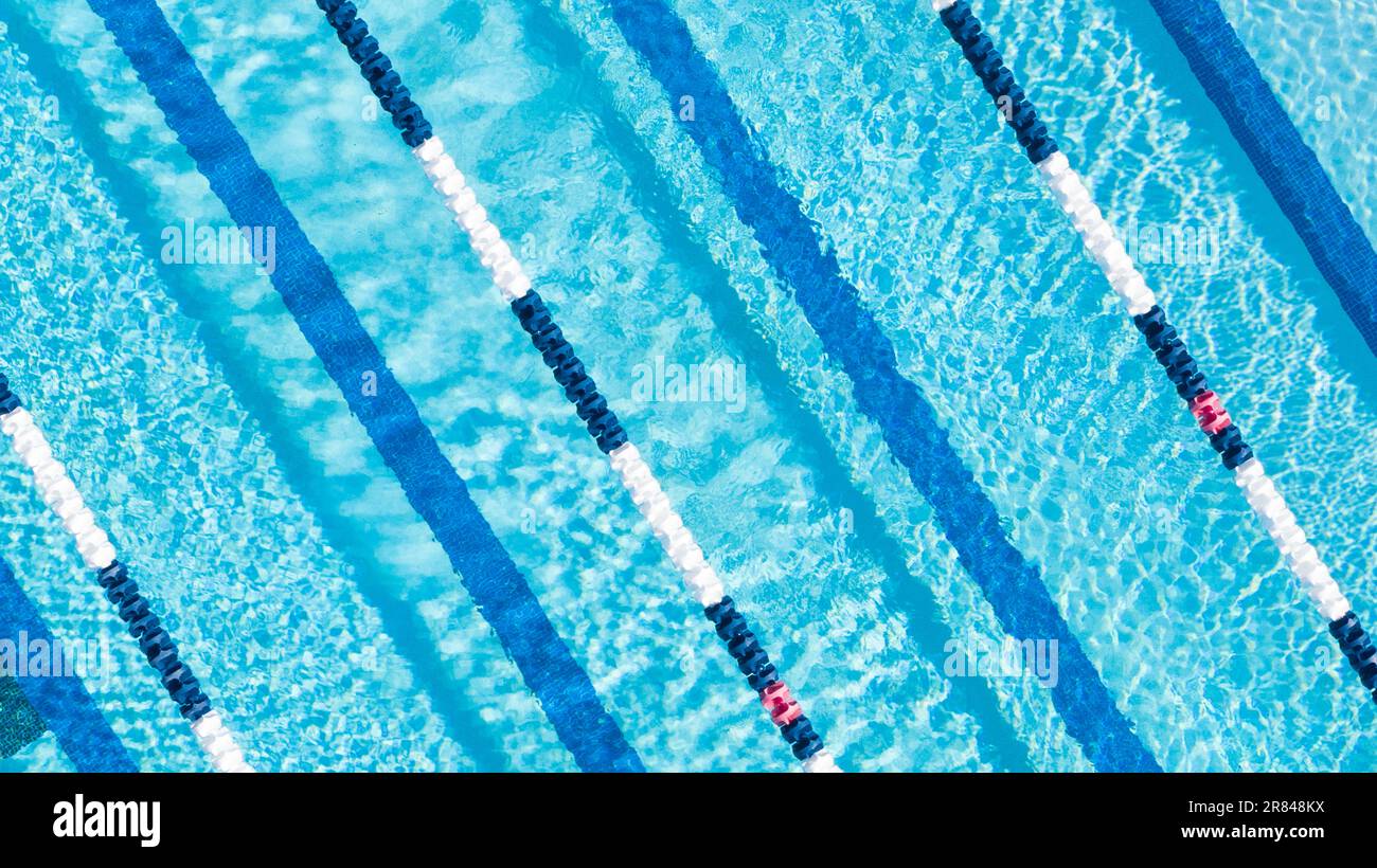 Olympic Swimming Pool with Lanes From Above Stock Photo Alamy